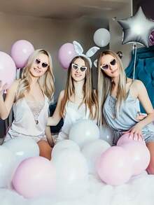 10副心形时尚眼镜，男女皆宜，是派对、婚礼、圣诞节和新年摄影的完美时尚配饰，白色镜框黑色镜片，时尚眼镜，婚礼装饰眼镜，结婚礼物，伴娘和伴郎配饰 - 彩色 - 查看 6