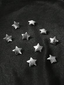 10个金属五角星发夹，金色纹理珠子发夹，时尚发饰，适合夏季、海滩、头部配饰 - 銀色 - 查看 5