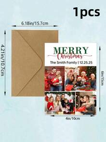 1/3pcs Customized Family Christmas Paper Greeting Cards, Personalized Photos And Text Customization, Personalized "Merry Christmas" Christmas Cards, Family Customized Christmas Cards, Christmas Cards For Family And Friends,Christmas Gift Supplies - Black and White - View 7