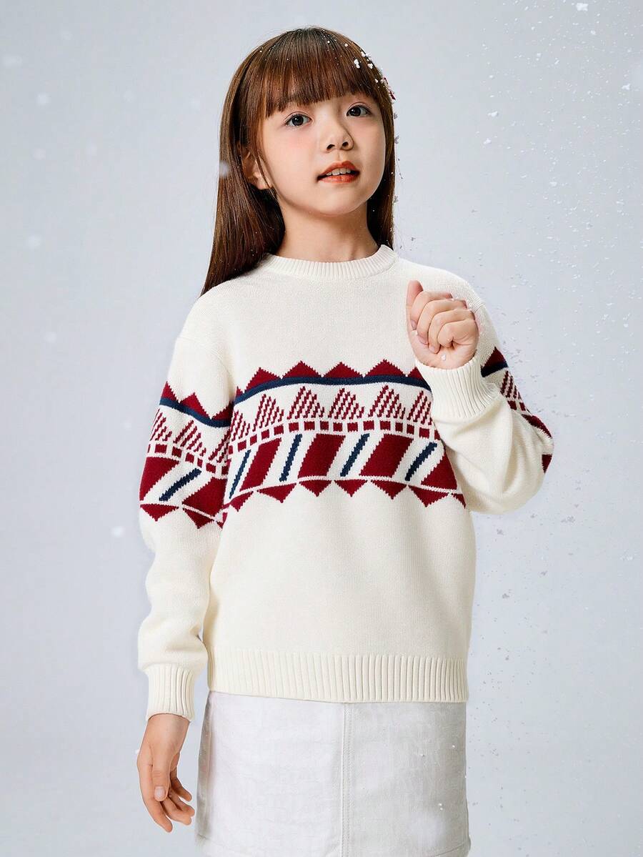 Jersey de estilo Fair Isle para niños BalaOne, Invierno 2025, Estilo cálido de punto a juego entre padres e hijos