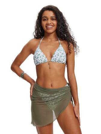 AONIHUA Summer Clothing, Vacation Clothing For Women, Summer Women's Clothing, Women's Apparel, Holiday Beachwear, Women's Pool Party Outfit, Island Vacation Outfit, Women's Three Pieces Vacation Set, Printed Halter Wrap Skirt Beachwear