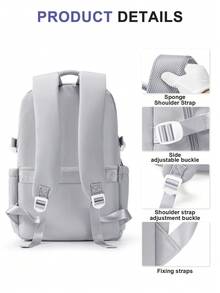 This 15-17 Inch Laptop Backpack Is Unisex, With Multiple Zipper Pockets, Lightweight And Durable, Suitable For School, Business Travel, Water-Resistant Design, Fits 15.6 Inch Laptop - Grey - View 5