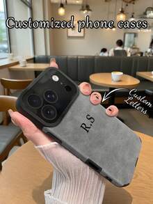 1pc Customizable DIY Name Monogram Phone Case, Compatible With Apple, Made Of Soft PU Leather, Shock-Proof, Scratch-Resistant, Fingerprint-Proof, Soft TPU Full Coverage Case, An Ideal Personalized Phone Case Gift For Companion, Partner, Family Member, Best Friend, Birthday Or Anniversary,Boyfriend,Girlfriend,Family,Friends,Grandparents,Couple