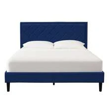 Padded Headboard Fabric Bed Frame Grey Stone Blue In 3ft Single 4ft6 Double  5ft King - Blue - View 2