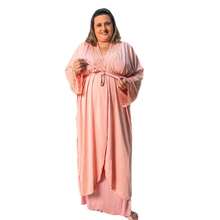 Long And Short Nursing Nightgown Kit With Long Plus Size Robe For Postpartum Pregnant Women, Comfortable - Rusty Rose - View 6
