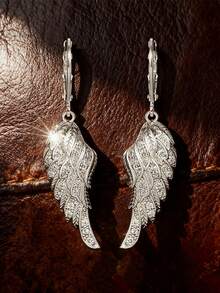 JOJELOO Pendientes con alas de ángel chapados en oro de 18K con circonita cúbica - Diseño exquisito de plumas, joyería lujosa, nuevo accesorio de moda, regalo ideal para ocasiones especiales - Multicolor - Ver 9