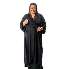 Long And Short Nursing Nightgown Kit With Long Plus Size Robe For Postpartum Pregnant Women, Comfortable - Black - View 7