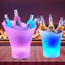Cubitera luminosa con música, hieleras para fiesta,cubitera para champán multicolor con Bluetooth, cubitera con altavoz Bluetooth,hielera para cerveza, altavoz compacto con iluminación LED, desmontable y recargable, barril de cerveza portátil, enfriador de champán de bar, KTV multicolor, barril de vino de plástico de moda, puestos de mercadillos nocturnos, acampadas, celebraciones de cumpleaños, reuniones, Navidad, Halloween, Nochebuena, Año Nuevo, temporada de bodas, vuelta al cole y temporada de graduaciones, San Valentín para parejas, perfecto para crear un ambiente festivo.K-036 - Blanco - Ver 1