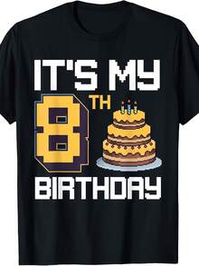 Pixel 8th Birthday 8 Year Old Birthday Boy Gamer Pixel Style T-Shirt - 款式15 - 查看 1