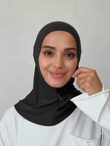 1 chiếc khăn trùm đầu Hijab nữ, kiểu Trung Đông Ả Rập Dubai, màu trơn, phong cách tối giản cổ điển, thanh lịch, kín đáo, chất liệu vải modal mềm mại, thoáng khí, thoải mái, vành dài, kiểu khăn xếp 2 trong 1, phù hợp cho sinh hoạt hàng ngày, lễ hội, tụ họp, thờ cúng, du lịch, khăn tắm biển. - màu đen - Xem 4