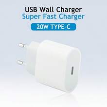 20W PD Fast Wall Charger, EU Plug, PD3.0 Wall Charger, 20W Power Adapter Fast Charging Compatible With Apple Android Phones, OnePlus, Smart Watches