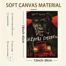 1pc Jeepers Creepers Movie Poster Canvas Print, Frameless, 12x18 Inch, Modern Wall Art Decor, For Teens Bedroom, Dorm, Living Room - Multicolor - View 1