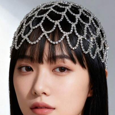 Nuevo tocado de lujo exótico de moda, diadema de cadena de cristal geométrico para mujeres