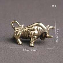 Brass Bull Bullfighting Muscle Bull Micro Carving Animal Key Chain Pendant Accessories Creative Keychain Pendant Small Ornaments - 1 PC Muscle Cow - View 6