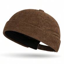 1 pièce Casquette de type newsboy en velours côtelé de couleur unie, chapeau béret de style de rue vintage