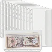 12 个 A6/A5 拉链活页夹口袋和 4 包现金信封标签贴纸用于预算透明不干胶标签用于账单省钱返校、返校、学校用品 - 無色 - 查看 16