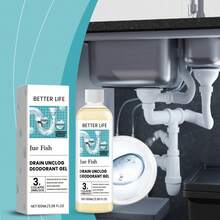 JUE FISH Sewer Unblocking Deodorant Gel Kitchen Bathroom Floor Drain Drain Pipe Sink Eliminate Hard Water Deposits Dissolve Blockage Restore Smooth Fluent Dredge Cleaning Agent - 液體 - 查看 1
