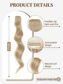 2PCS Clip In Bangs Front Side Bangs Set Long Temples Side Air Bangs Synthetic Hair 18Inch - Multicolor - View 4