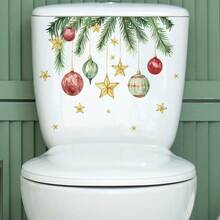 圣诞叶装饰马桶贴纸，马桶水箱贴花 - 彩色 - 查看 5