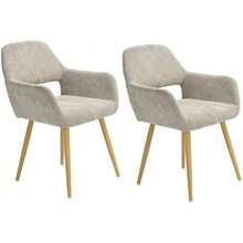 FurnitureR Conjunto 2 Sillas Comedor Modernas Tela Boucle Mediados Siglo Tapizadas con Respaldo y Asiento Acolchado con Patas Metal Beige(Beige) - Tipo 4 - Ver 2