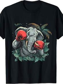 Camiseta de boxeo divertida con elefante boxeador con guantes de boxeo y kickboxing - Estilo 30 - Ver 1