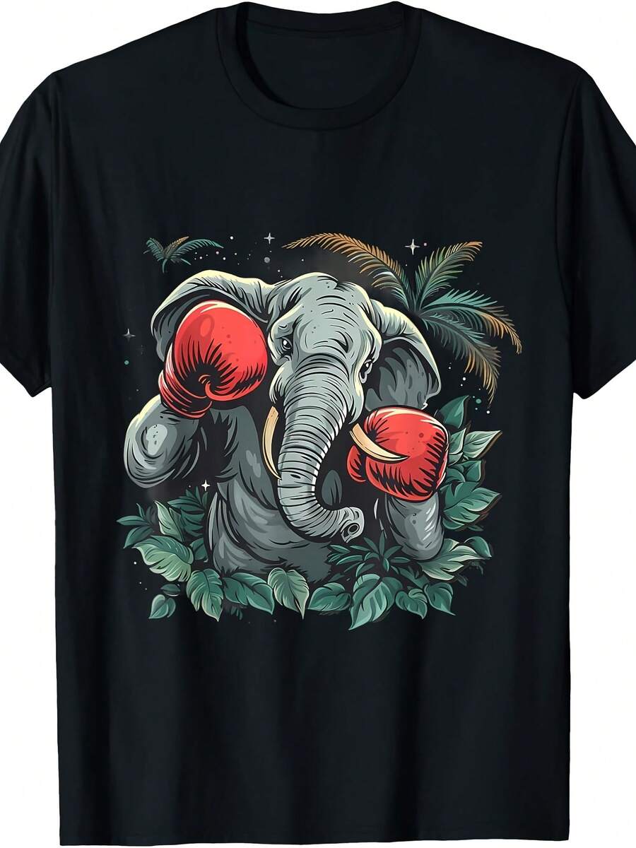Camiseta de boxeo divertida con elefante boxeador con guantes de boxeo y kickboxing - Estilo 30 - Ver 1