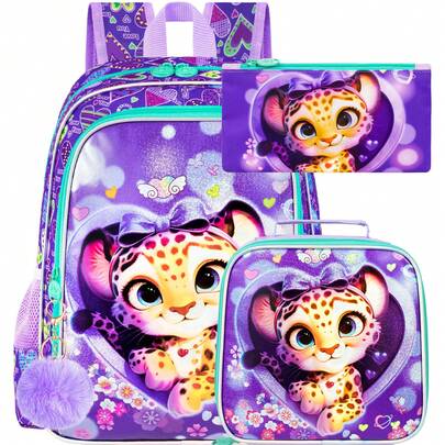 16" Rucksack für Mädchen Jungen 4-8 Jahre, 3-teiliges Kinder Schulrucksack-Set mit Lunchbox, Schultasche für Vorschule Kindergarten