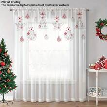 1 Rèm cửa mỏng màu đỏ và trắng tươi tắn cho Giáng sinh, in 2D, thiết kế túi treo để bảo vệ sự riêng tư, thích hợp cho phòng khách và phòng ngủ, trang trí ban công và phòng học, quà tặng Giáng sinh - Nhiều màu - Xem 6