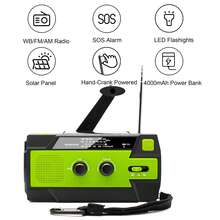 Hand Crank Emergency Weather Radio, Portable Multi-Functional Radio Solar Powered With Battery Backup,AM/FM,NOAA, SOS Alarm,6 LED Reading Lamp,4000mAh Rechargeable Battery Power Bank,LED Flashlight For Outdoor Hiking Camping Emergency