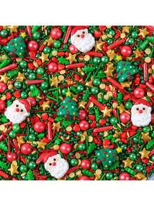 Paillettes de Noël rouges et vertes, mélange de paillettes dorées pour décorations de Noël, étoiles, gâteaux, biscuits, crème glacée - 75g