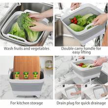 2 Pack Dishpan Washing Dishes, 2.4Gal9L Wash Basin With Draining Carry Handles, Collapsible Bucket Cleaning, Portable Sink, Foldable Plastic Tub - Xám + 1 x 9L - Xem 6