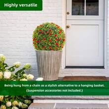 Meiyiu Artificial Topiary Balls For Home Decor, Large Hanging Topiary Balls For Indoor Outdoor Decor Wedding Housewarming,With Flowers - Red-22.4 Inch-2 Pack - View 4
