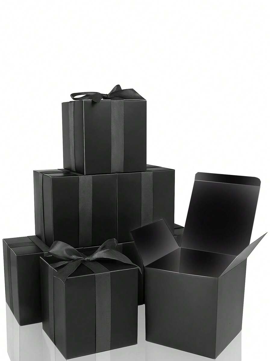 2pcs/8pcs/16pcs Black Square Paper Boxes, Black Small Boxes, Suitable For Cosmetics, Perfumes, Aromatherapy Products, Universal Gift Packaging, Size 80mm X 120mm, Can Be Used For Party Decorations, Small Business Supplies, Wedding Decorations, Birthday, Valentine's Day, Christmas Gifts, Wedding Supplies, Holiday Guest Gifts