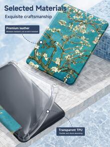 E-Book Case Compatible With Kindle Paperwhite 7inch 2024,Kindle (11th Generation) 2022 Release,Kindle Paperwhite 11th Gen 2021,Kindle Colorsoft Signature Edition, Soft Transparent TPU Back Cover Auto Wake/Sleep Oil Painting Illustration