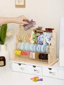 1 件装优雅多层木质首饰收纳架，方便收纳发夹、发圈、项链、手链和吊坠，专为女性和女孩的配饰而设计，是节日家居装饰和送礼的理想之选。