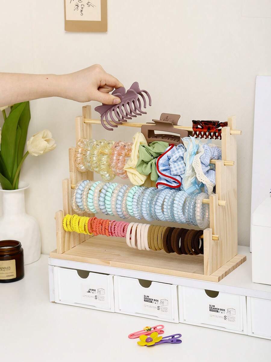 1 件装优雅多层木质首饰收纳架，方便收纳发夹、发圈、项链、手链和吊坠，专为女性和女孩的配饰而设计，是节日家居装饰和送礼的理想之选。