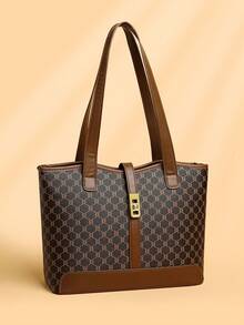 3 pièces Set de sac à main à bandoulière en cuir PU à carreaux avec fermeture éclair, et polyvalent, convient pour un usage quotidien des femmes, grande capacité, élégant sac pour dames d'âge moyen