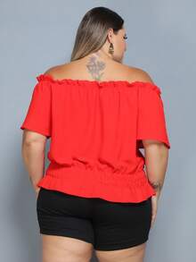 Elastex Blouse Large Size 40 To 52 Ciganinha Plus Size - Red - View 5