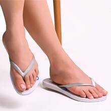 Comfortable Soft Women's Flip Flops - D2.15-farmBlue-catPink - View 5