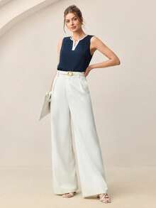 MARILYN MONNA New Women's Elegant And Romantic Urban Chic Versatile Office Wear Blouse, Suitable For Wedding Guest, Party, Concert, Brunch, Airport, Daily Fashion, Black Block Off Shoulder Top - Màu xanh hải quân - Xem 6