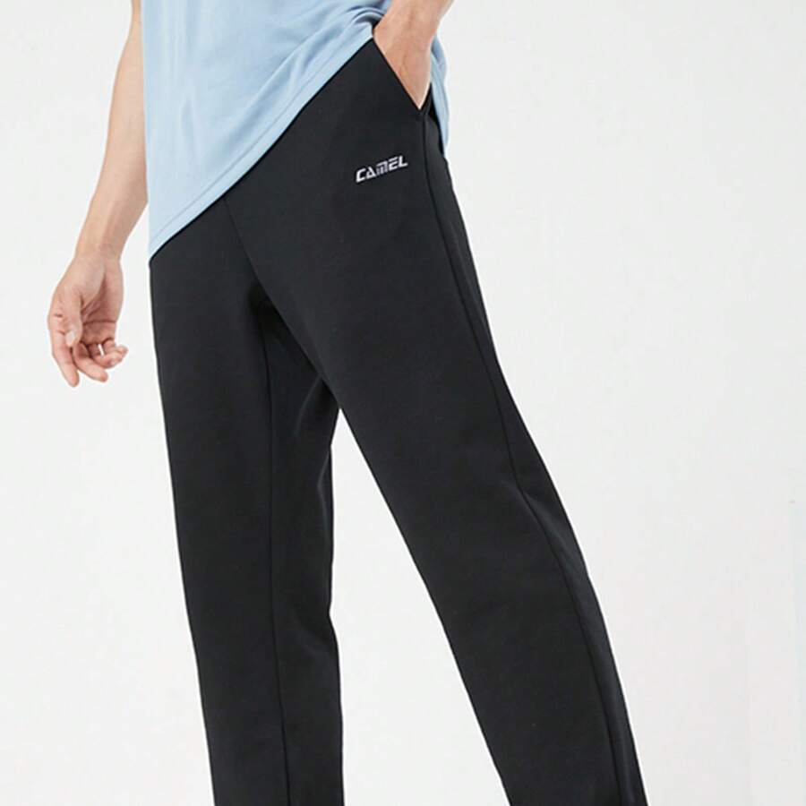 CAMEL CROWN Men's Sports Trousers Spring And Autumn Thin Loose Casual Straight Breathable Running Knitted Sweatpants - Black - View 1