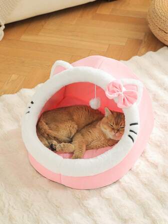 1 pieza Cama para gatos con diseño lindo para gatos de interior, casa lavable para mascotas, cama cueva cálida para mascotas, adecuada para uso de conejos, cachorros y gatos