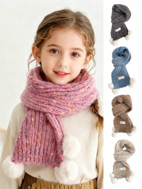 1 pièce Écharpe douce à pois colorés pour enfants, cache-cou tricoté polyvalent aux couleurs bonbon, idéal pour le port quotidien, les activités extérieures, les photos de famille, les cadeaux de fête, la décoration de fête