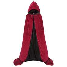 ALIZIWAY Hooded Cape Reversible Velvet Cloak Lined With Satin Renaissance Medieval Halloween Christmas Cosplay Costume{"Color_name":"Reversible-BurgundyVelvetandBlackSatin","Size_name":"Small"} - 雙面-勃根地天鵝絨與黑色緞子 - 查看 4