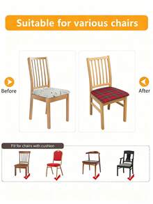 1/4/6 件波西米亚印花牛奶丝椅垫套，几何图案，多彩简约现代弹性防尘防水，适合所有季节，圣诞节，餐厅，酒店，客厅，卧室椅座保护套 - 彩色 - 查看 7