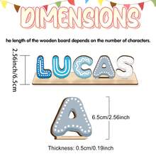 Spersonalizowana drewniana układanka z imieniem, wyjątkowa dekoracja, kolorowa dekoracja pokoju, rozświetlenie przestrzeni, specjalny prezent dla dzieci, Boże Narodzenie i Halloween (niebiesko-biały) - niebieski i biały - Zobacz 3
