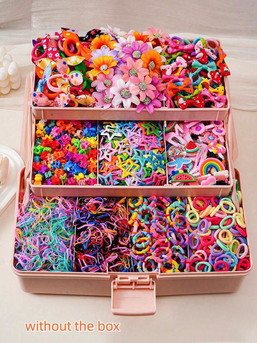 1098 Stück Prinzessin Haaraccessoires Set, geeignet für kleine Mädchen, beinhaltet einfache Blumen Haarbögen, Stoff Haargummis, Schleifen und Haarspangen, ideal für den täglichen Gebrauch oder als Geschenk (ohne Verpackung - OPP Beutel)