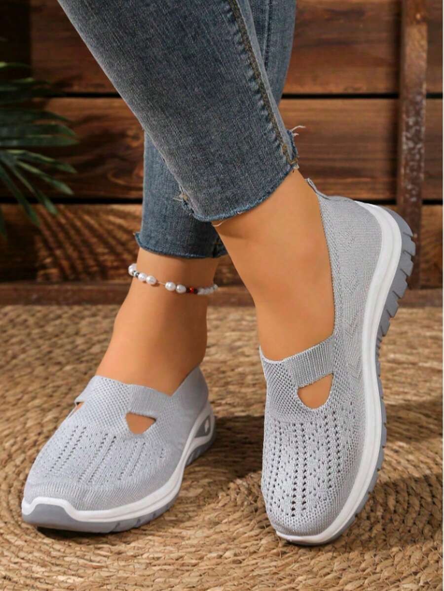 Ladies' Breathable Mesh Casual Sports Shoes - Lightweight And Comfortable Walking Shoes With PVC Soles And Cloth Insoles - Multicolor Shoes Suitable For All Seasonst Doesn't Picky About Foot Shapes And Won't Rub Even After Long - Term Wearing. - 灰色 - 查看 1