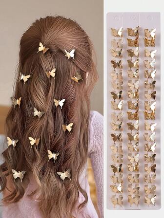 Set de 10 pinzas de metal con diseño de mariposa para el cabello de niñas, accesorios decorativos lindos para el cabello, adecuados para flequillo, coleta, trenzas, estilo europeo y americano