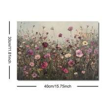 1 pieza Cartel de lienzo vintage enmarcado/sin enmarcar con campo de flores silvestres bohemio, arte de pared floral botánico rústico y oscuro, paisaje minimalista, decoración de granja, estética de Cottagecore para dormitorio, sala de estar, dormitorio, decoración del hogar moderna